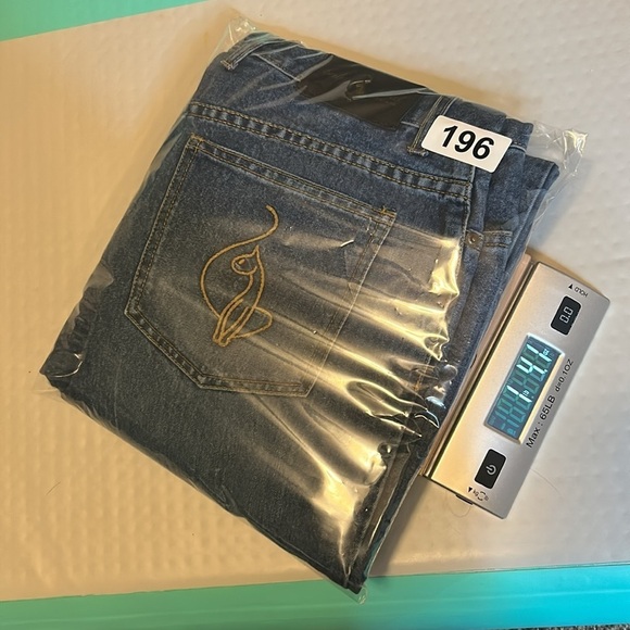 BABY PHAT Woman’s Size 13 Jeans Blue Wide Leg 33x31 Y2K Cat Logo - Picture 16 of 16